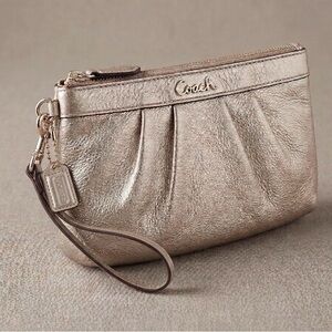 Vintage Coach Metallic Pleated Wristlet in Champagne Gold